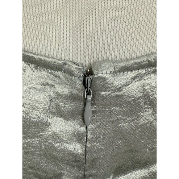 Urban Outfitters Silver Satin Crisscross Spaghetti Strap Lace Trim Slip Dress - Picture 12 of 16